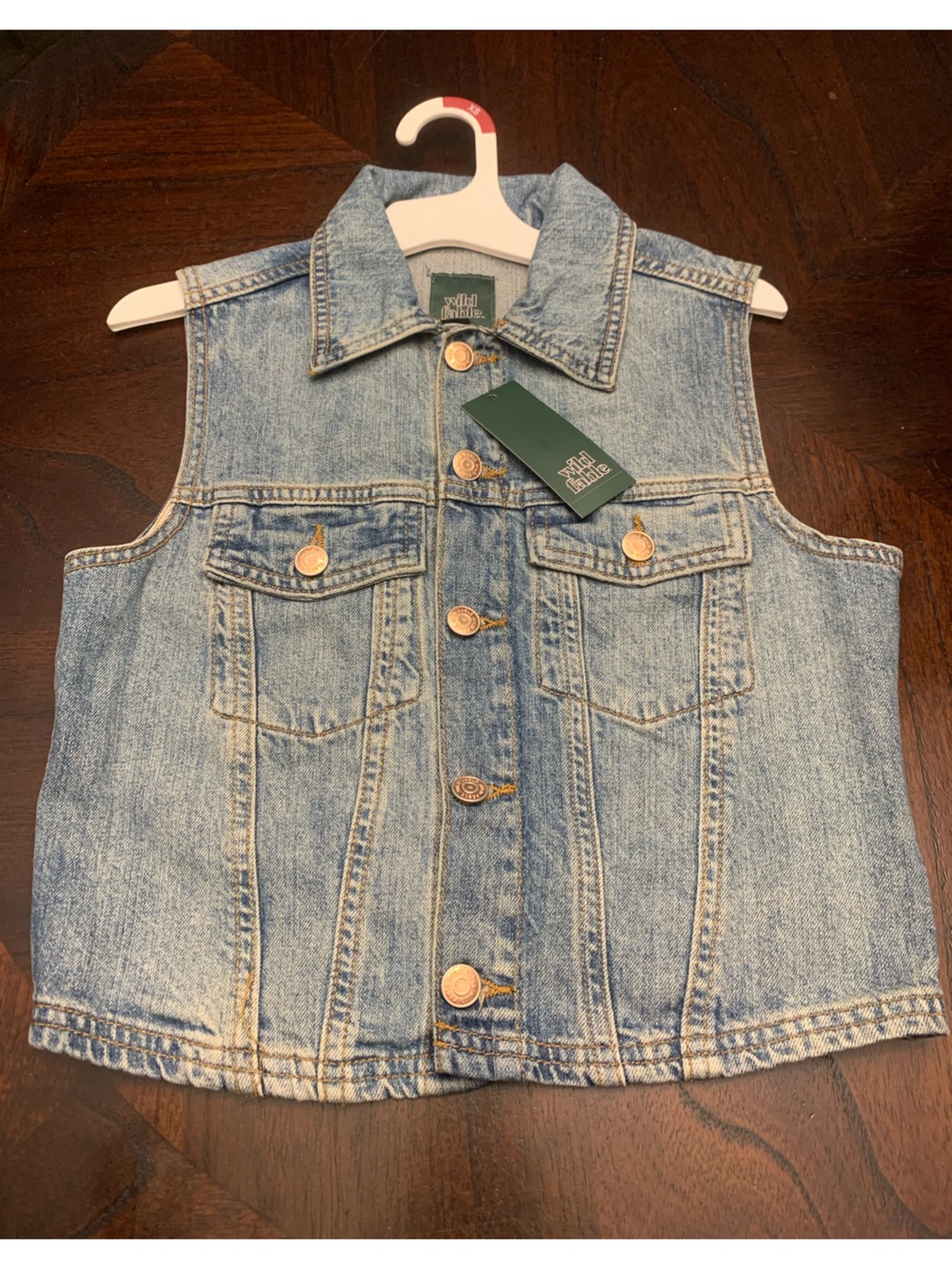 Light Wash Denim Button-Up Vest XS